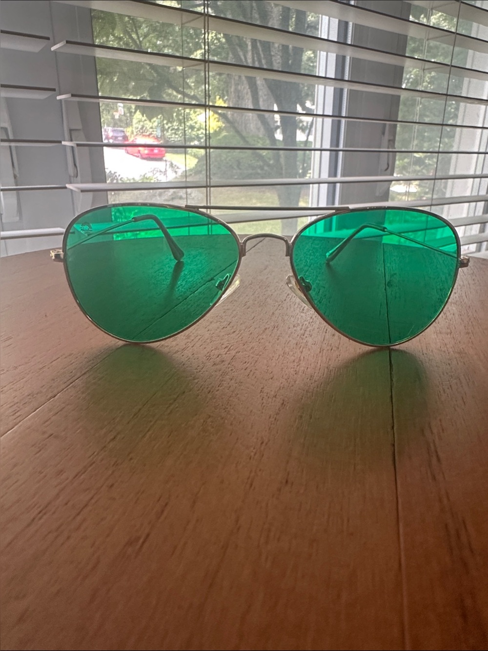 Rainbow Optx Green Lens Aviator Sunglasses